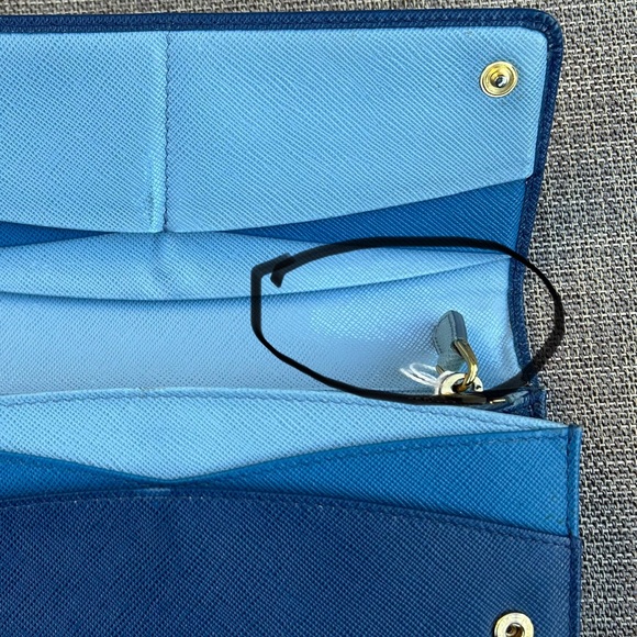 Prada blue multicolor continental long wallet in Saffiano leather - Picture 14 of 16